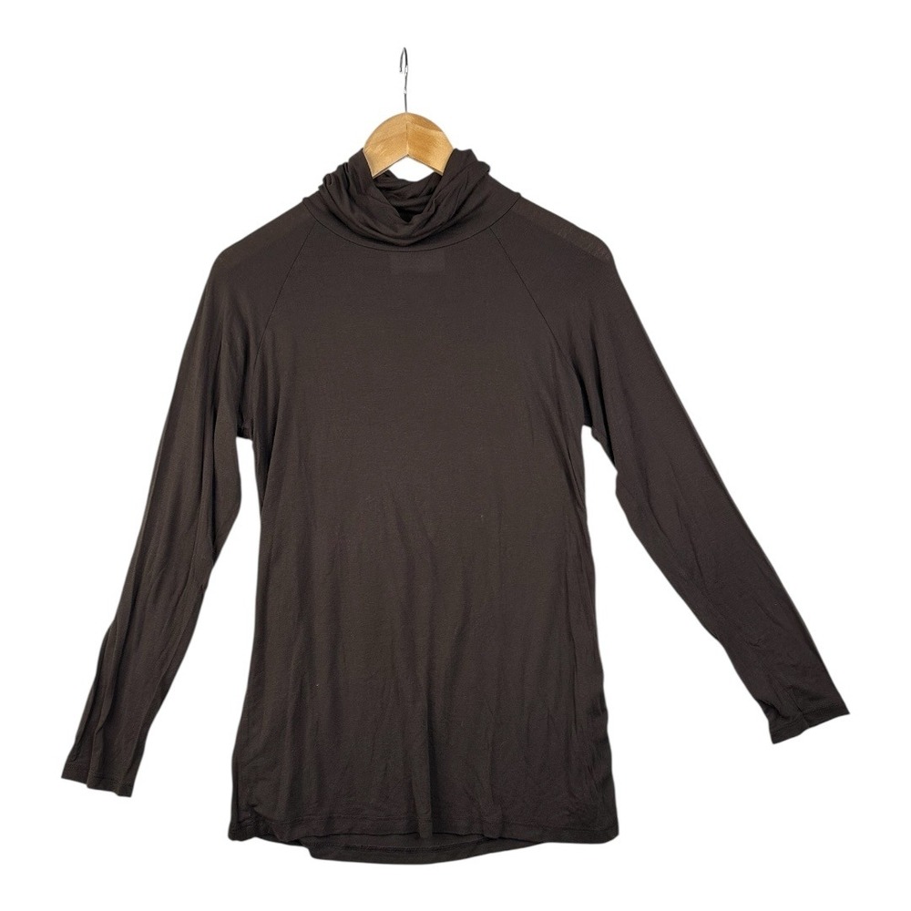 Zara Basic Mock neck Long Sleeve Tee‎ size Large Brown